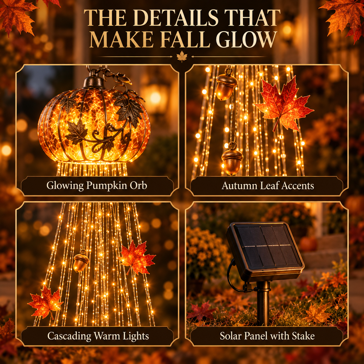 Harvest Pumpkin Solar Cascade Light