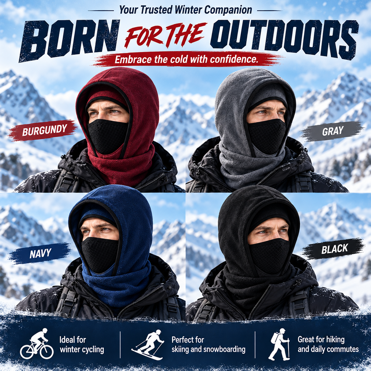 Thermal Fleece Balaclava Windproof Winter Ski Mask