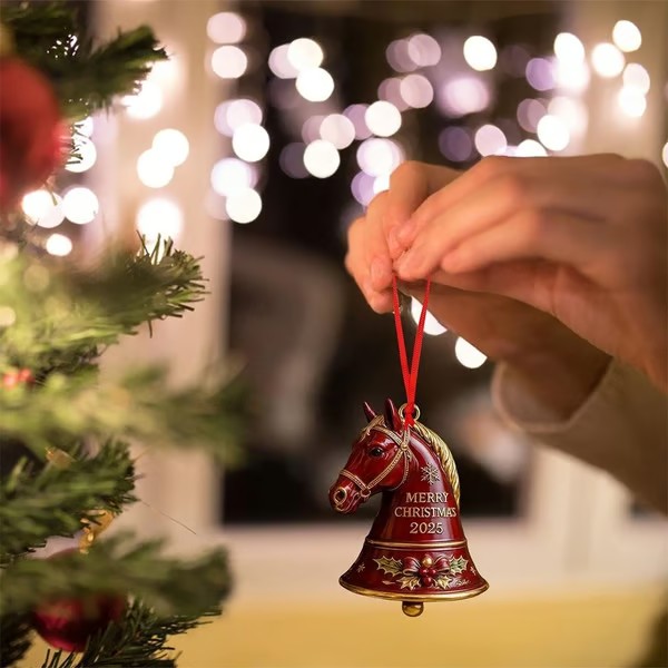🎄🐴 2025 Handmade Metal Horse Bell Ornament – Timeless Token of Friendship & Love