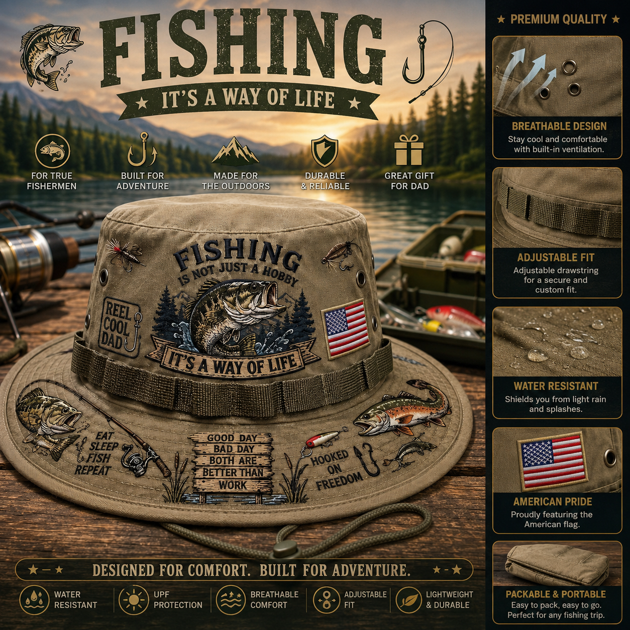 🎣 Fishing Is a Way of Life Boonie Hat