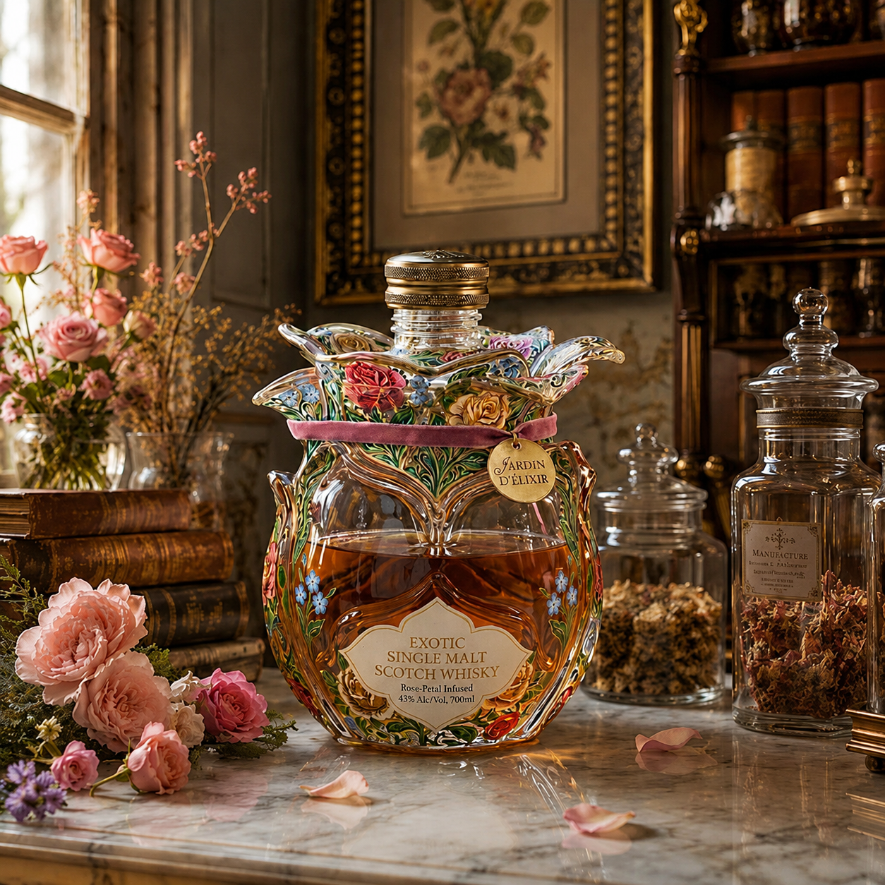 Exotic Floral Whisky Decanter – Turn Every Pour Into a Display