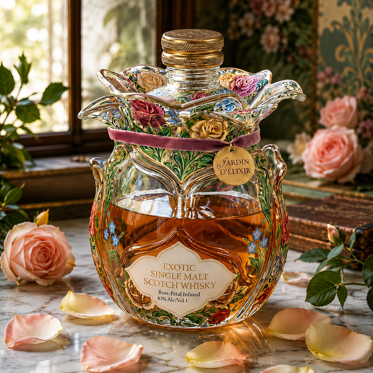Exotic Floral Whisky Decanter – Turn Every Pour Into a Display
