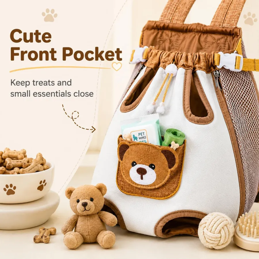 Cute Bear Design Front Pet Carrier Backpack
