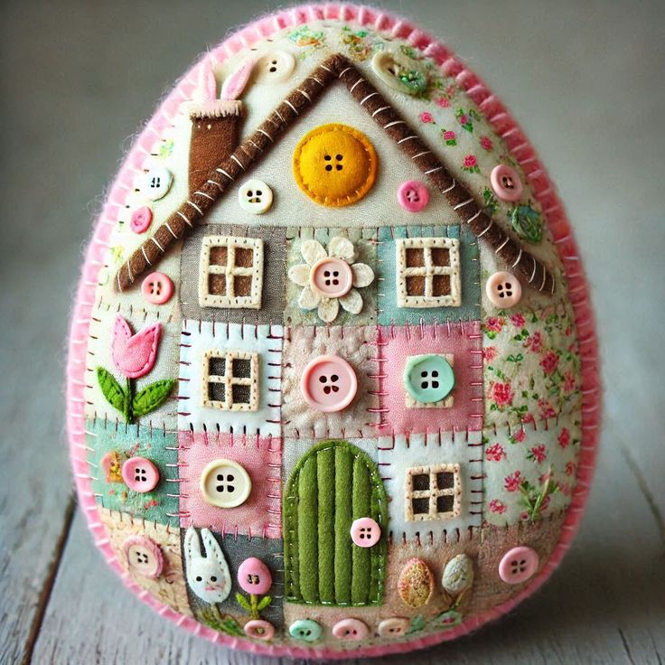 🥚 Easter Patchwork Felt Egg House DIY Kit
