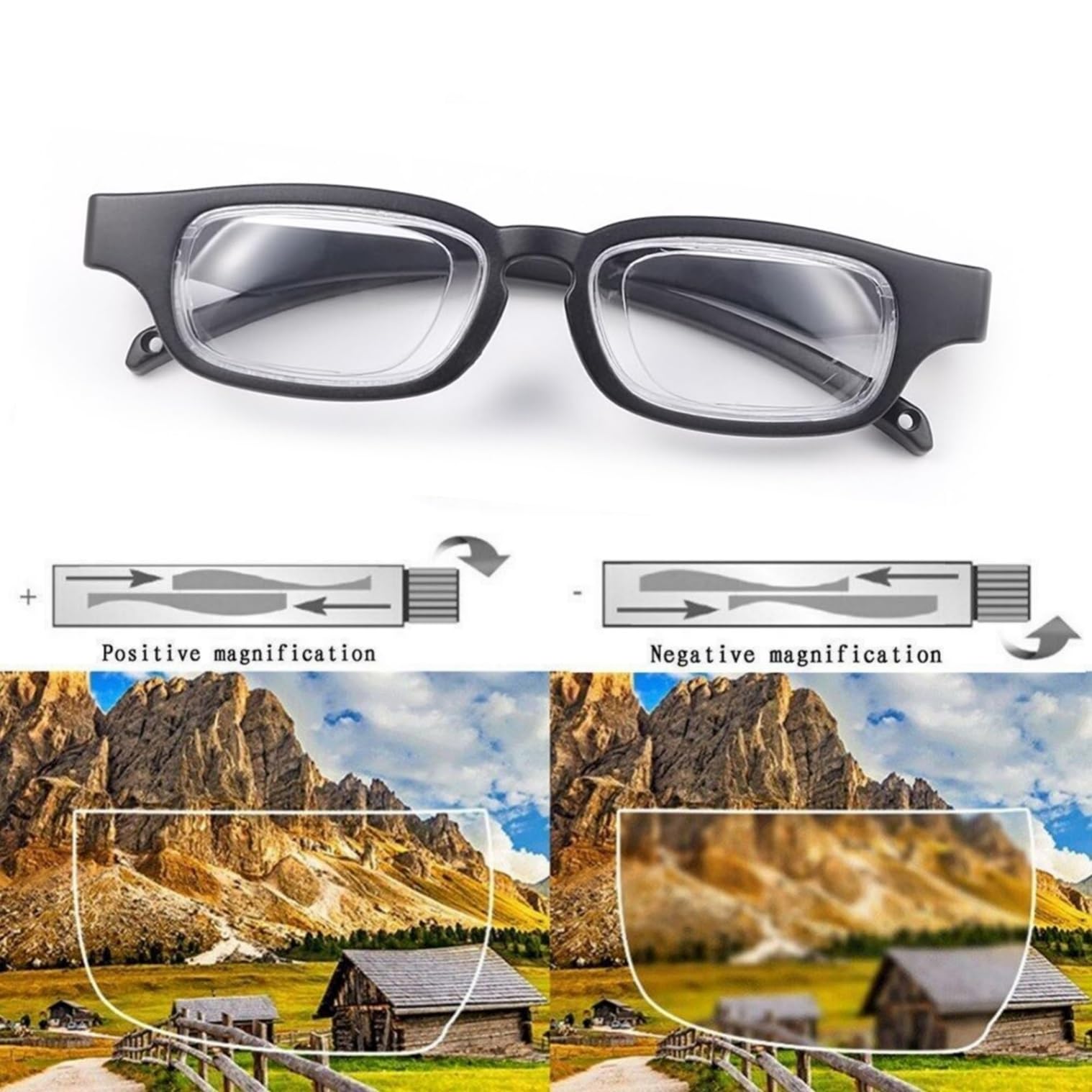 ADJUSTABLE FOCUS GLASSES NEAR AND FAR SIGHT