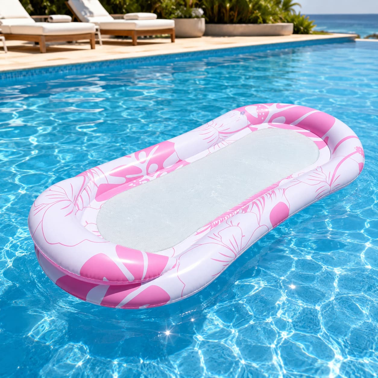 Inflatable Pool Float Adult With Headrest