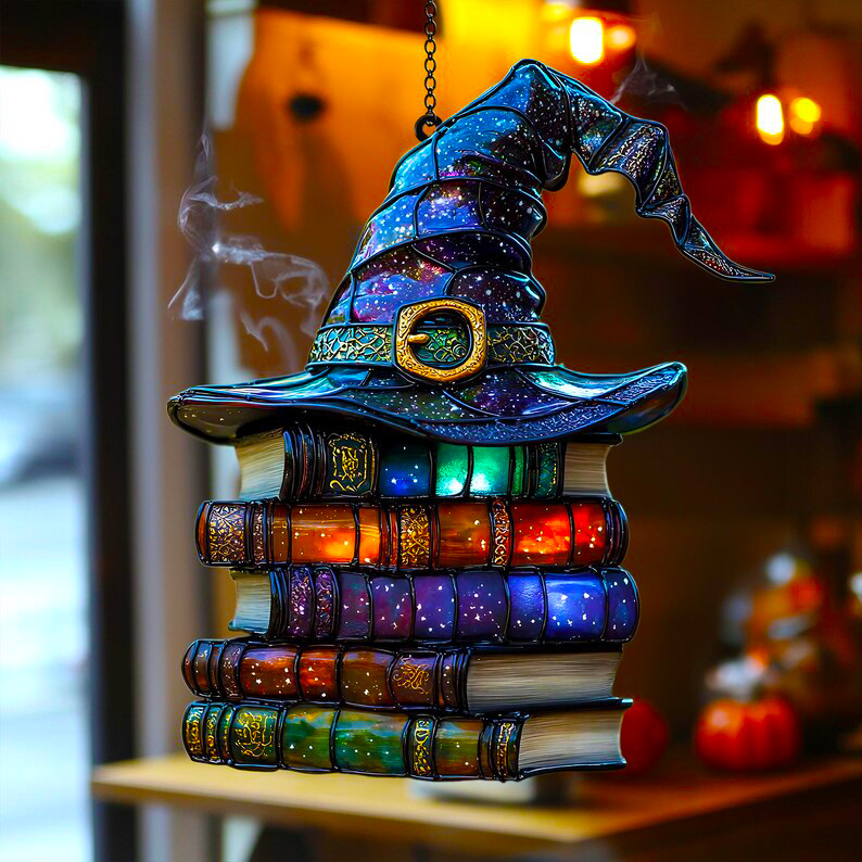 Let the Light Tell a Story - Witch Hat Books Window Hanging Sun Catcher Decor