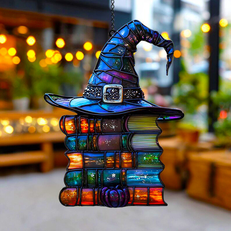 Let the Light Tell a Story - Witch Hat Books Window Hanging Sun Catcher Decor