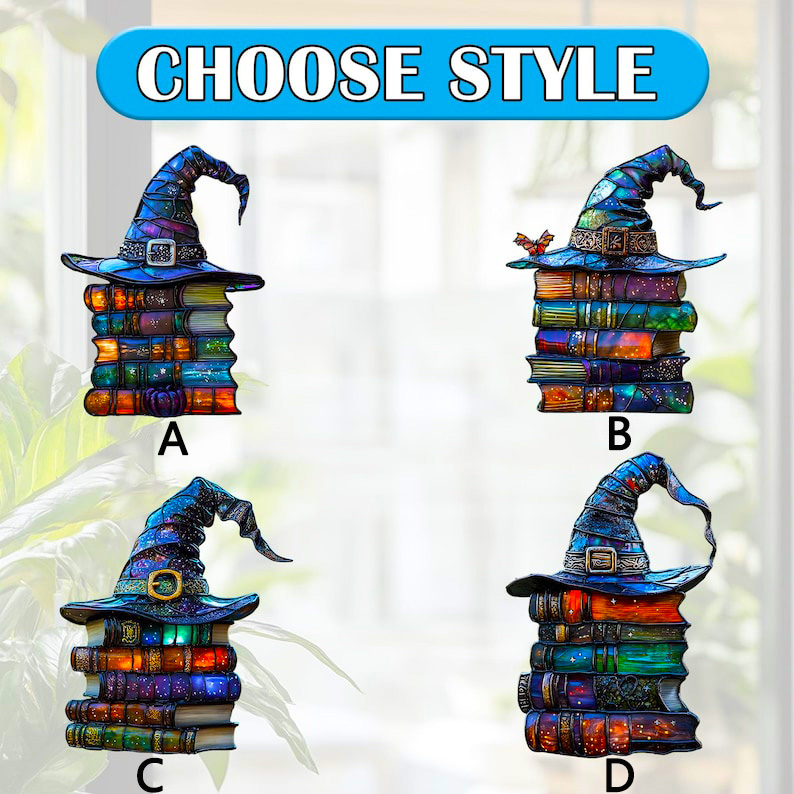 Let the Light Tell a Story - Witch Hat Books Window Hanging Sun Catcher Decor