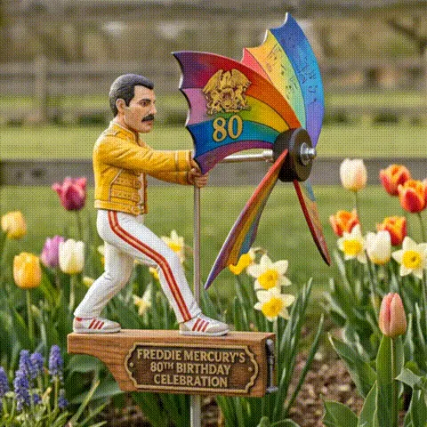 🎤Frddie Mercury 80th Birthday Celebration Garden Spinner