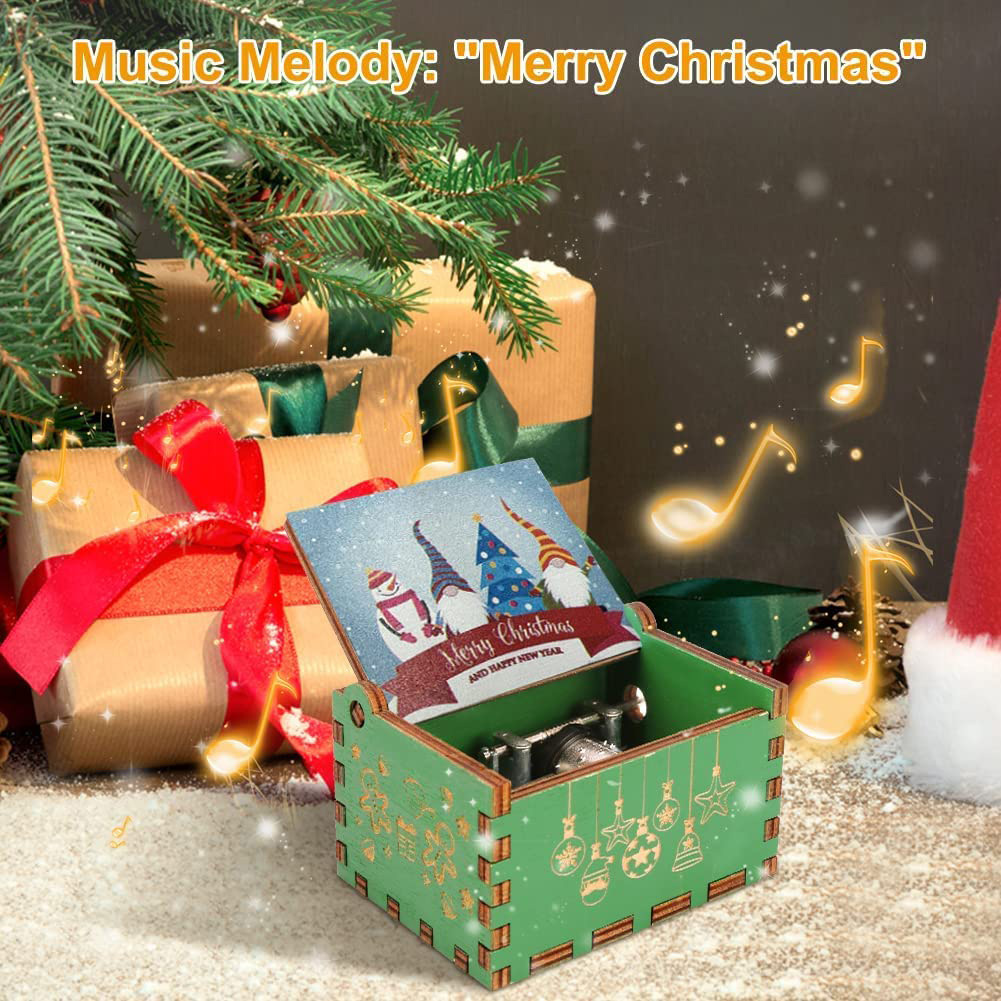 Wood Christmas Hand Crank Music Boxes