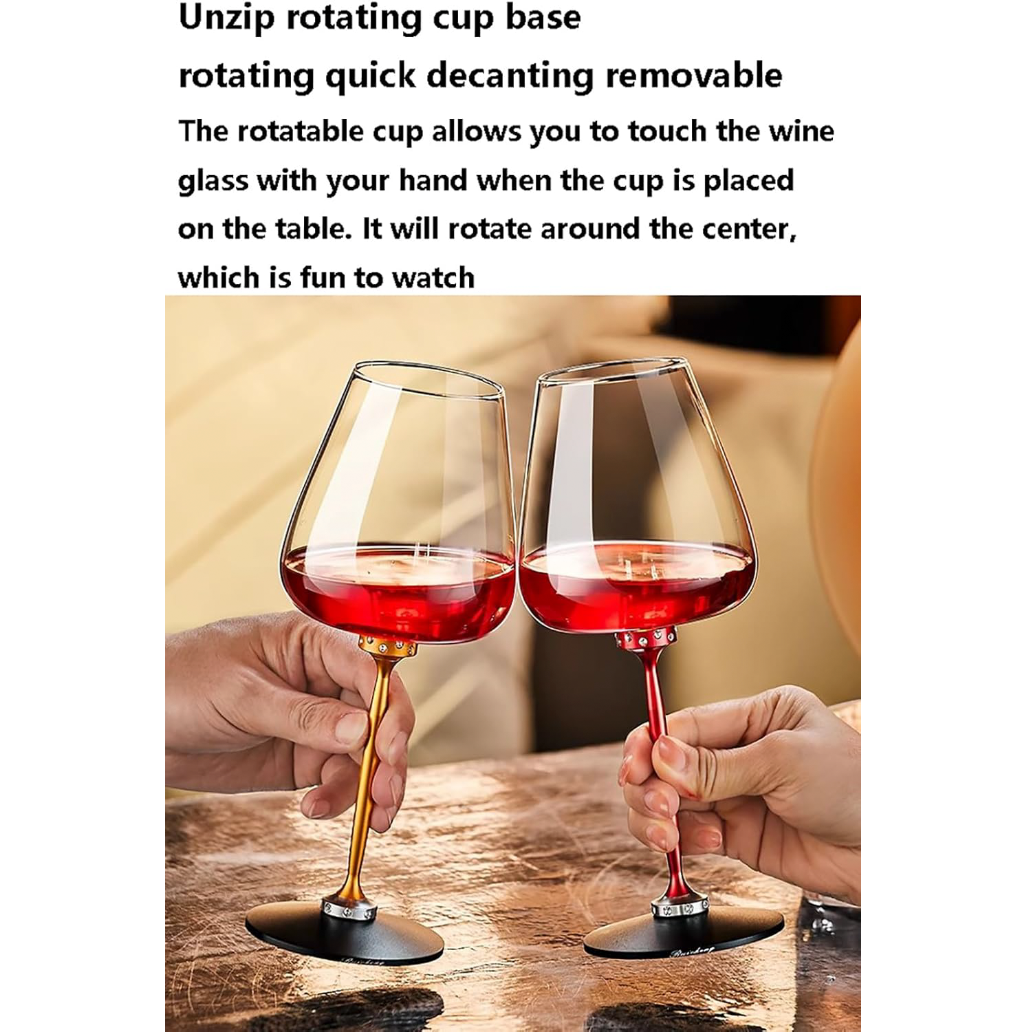 Rotating Crystal Glass Red Wine or White Wine Glass