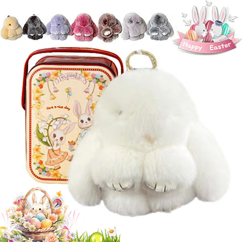 🐰Easter Cute Bunny Plush Keychain - Iron Box Gift Option, 🎁Easter Sweet Surprise