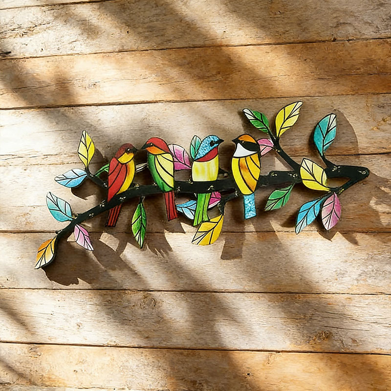🐦 Colorful Metal Bird Wall Art – Vibrant Garden & Home Decor ✨