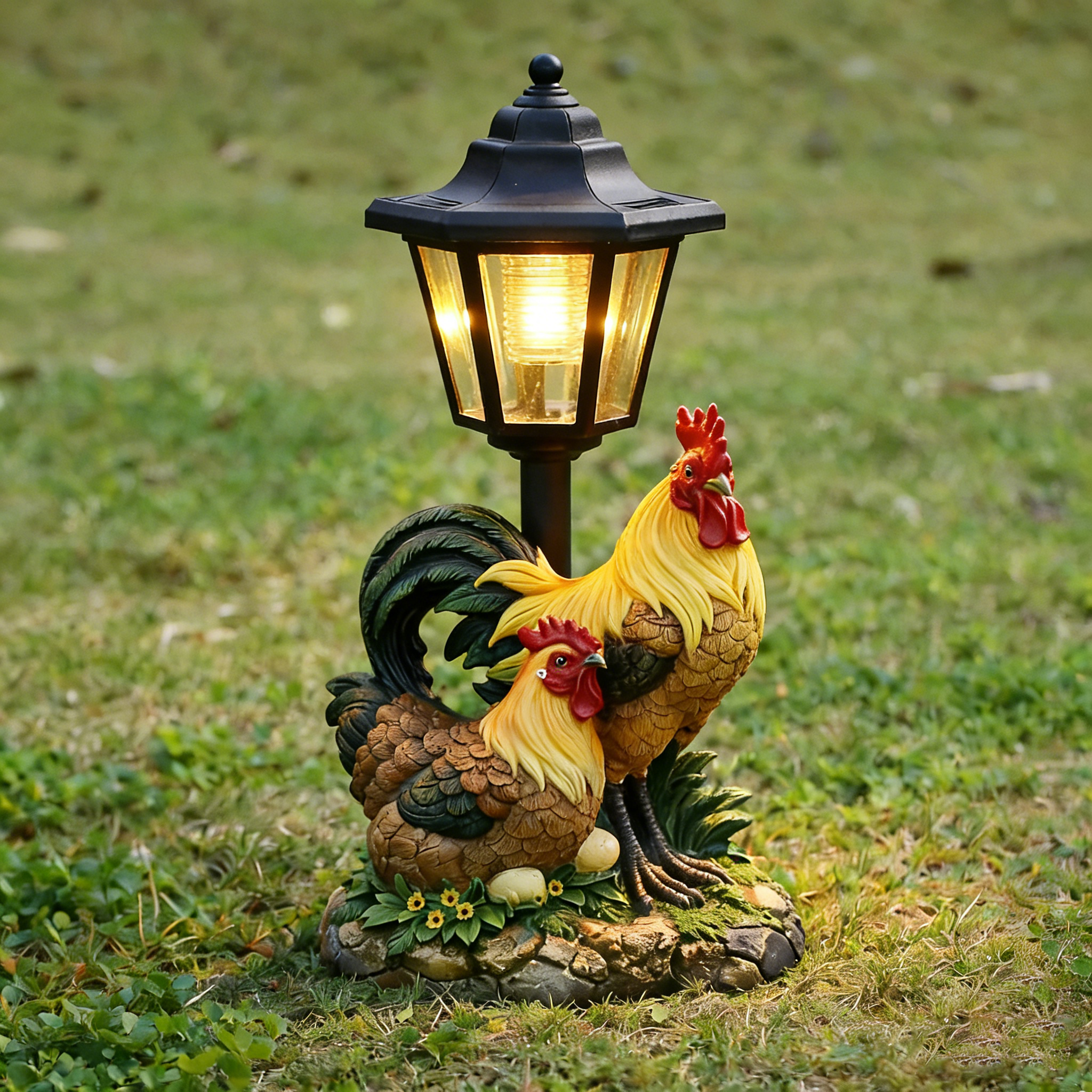 Solar Garden Light Resin Statue – Whimsical Outdoor Decor with Warm Glow
