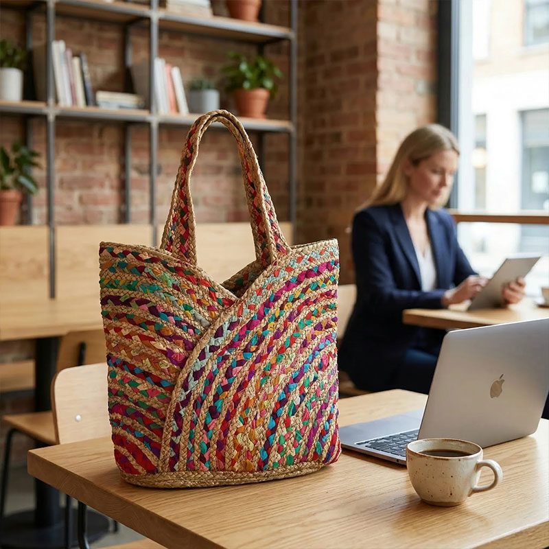 🌈 Colorful Woven Artisan Tote Bag – Boho Summer Essential ✨