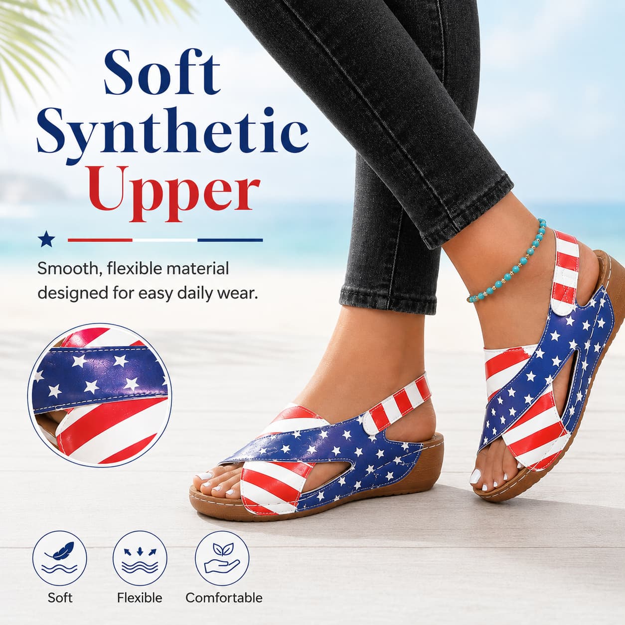 USA 250th Anniversary Patriotic Platform Women Sandals