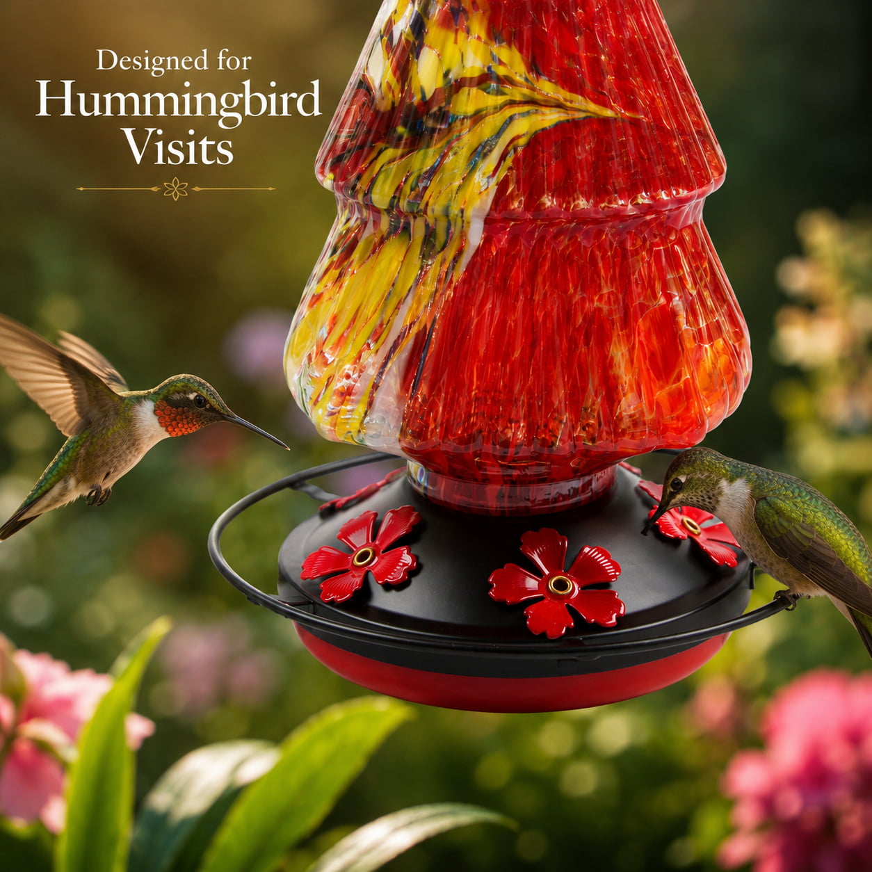 Christmas Tree-Shaped Glass Hummingbird Feeder