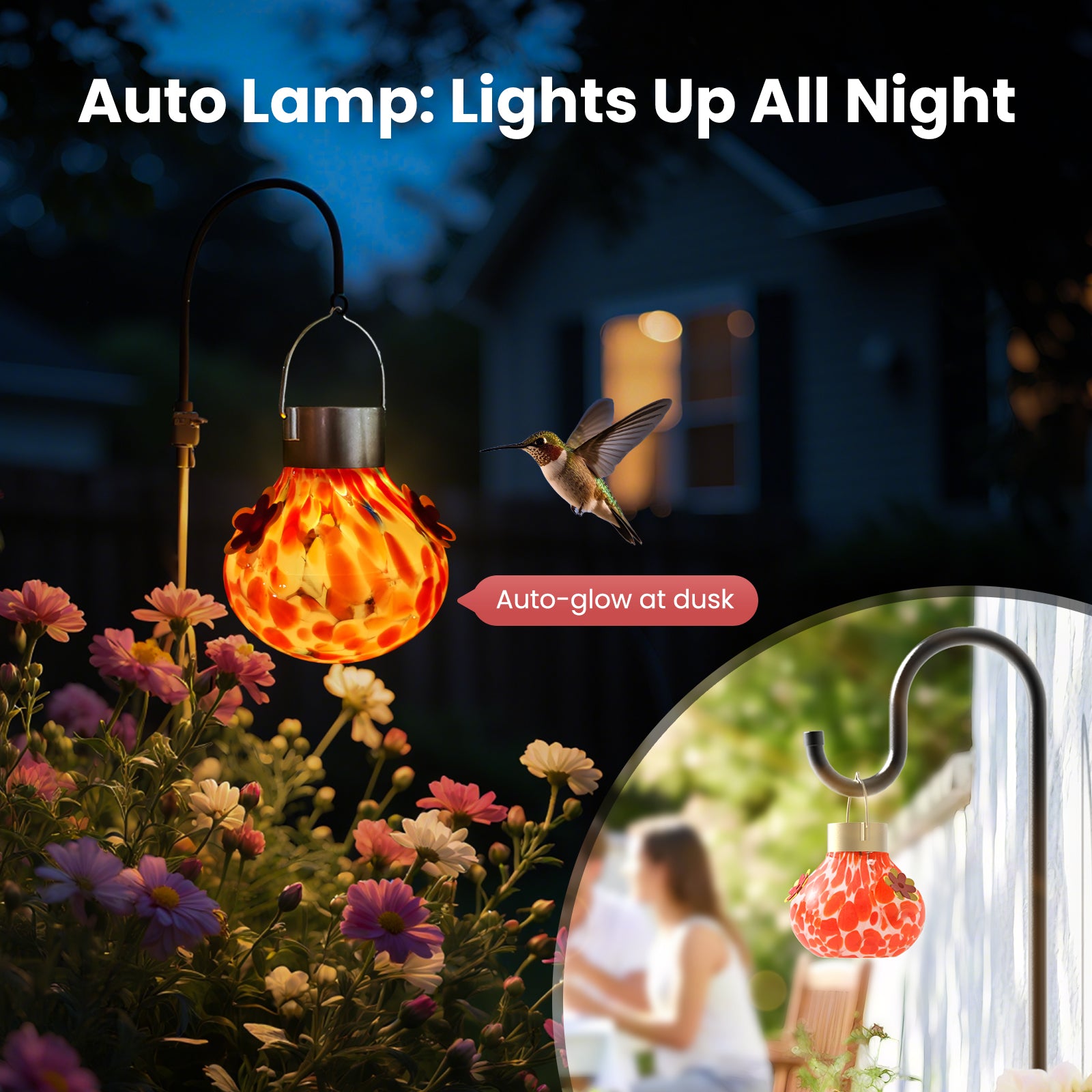 Solar Hummingbird Feeder with Light