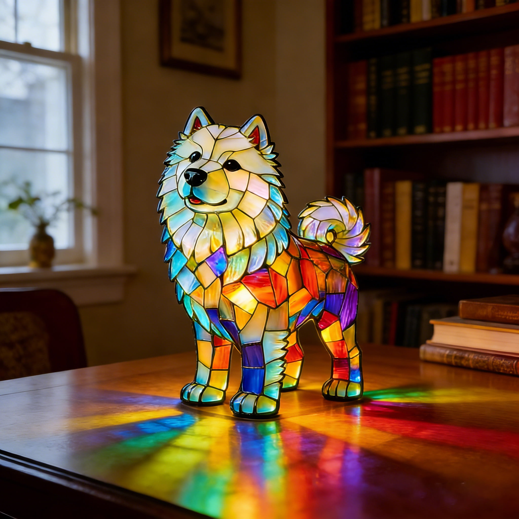 Stained Glass Puppy Night Light · A Warm Glow of Joy