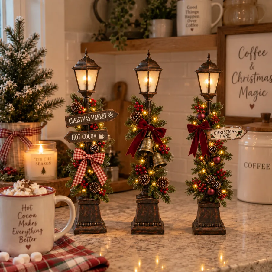 Old Christmas Streetlight – Lighted Tabletop Holiday Decor