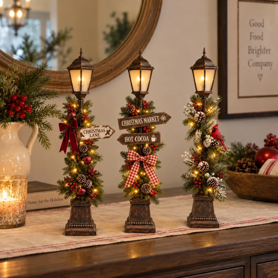 Old Christmas Streetlight – Lighted Tabletop Holiday Decor