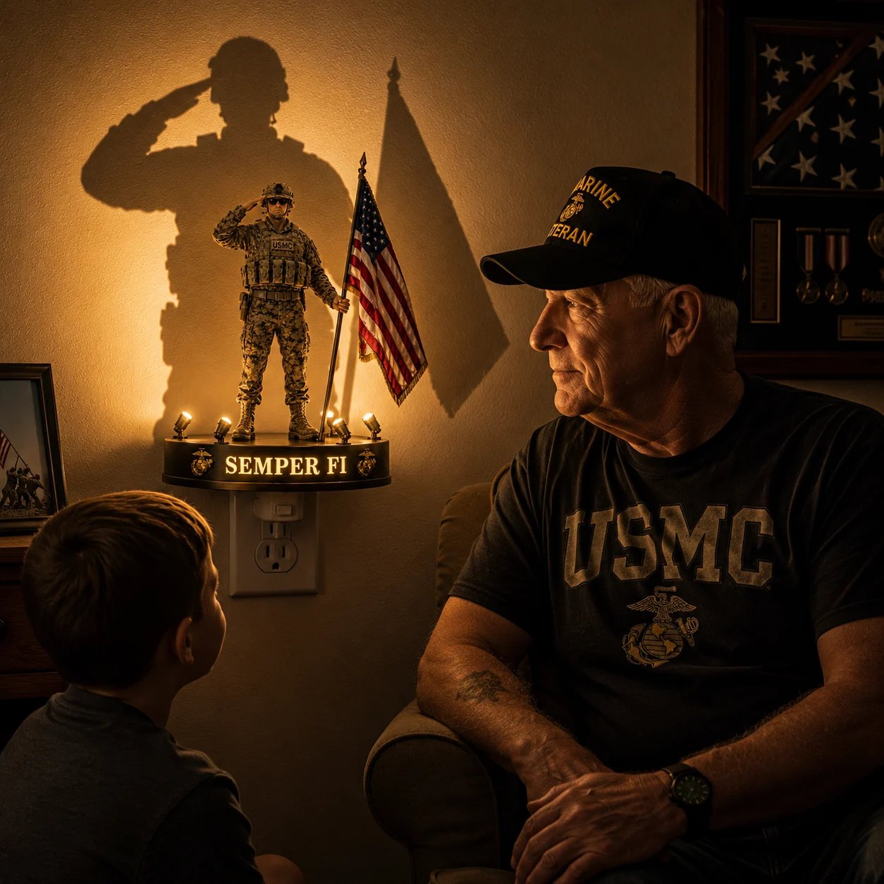 U.S. Marine Corps Semper Fi Shadow Night Light