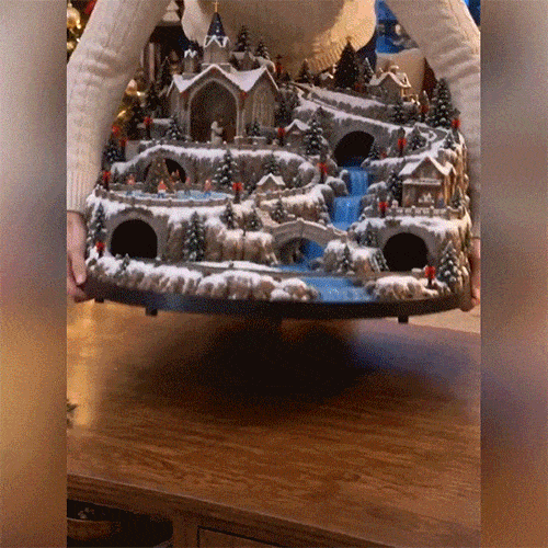 🎄 Light-Up Christmas Village with Train, Santa's Sleigh & Glowing Chapel