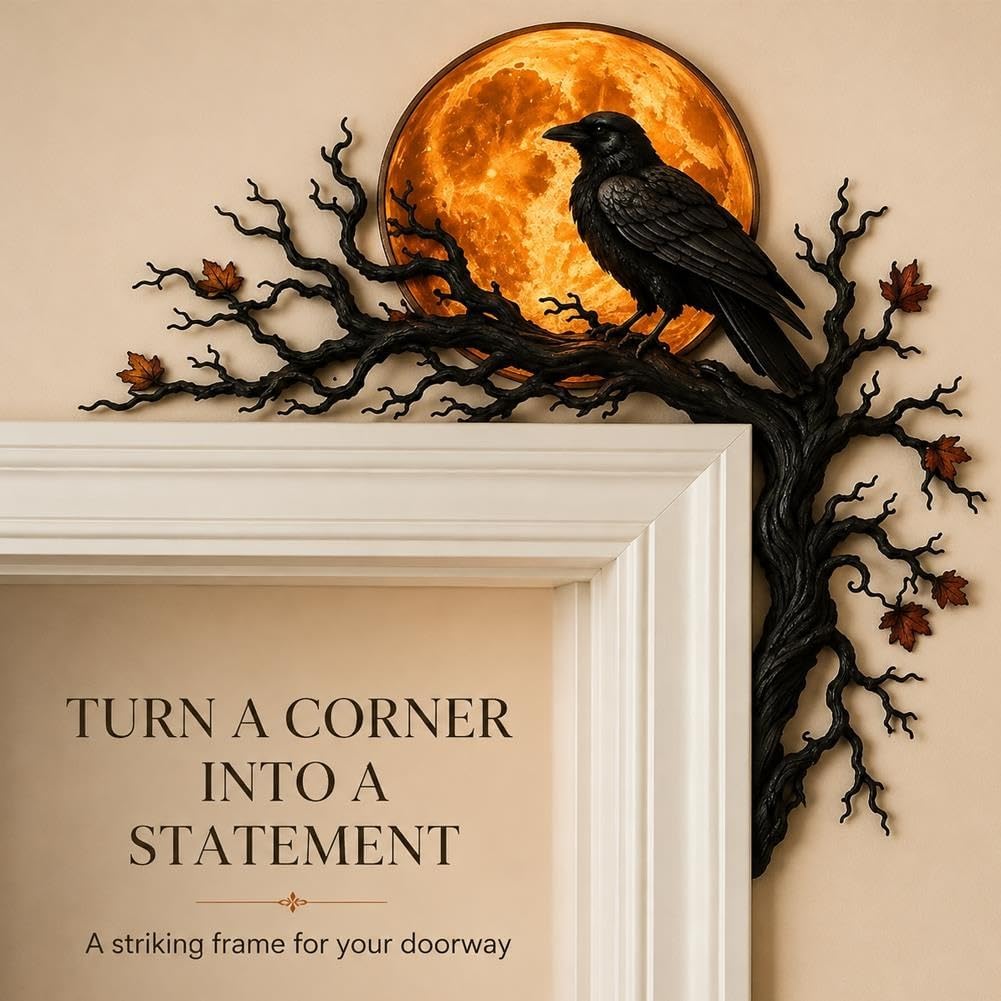 🌙 Halloween Crow Moon Corner Decoration