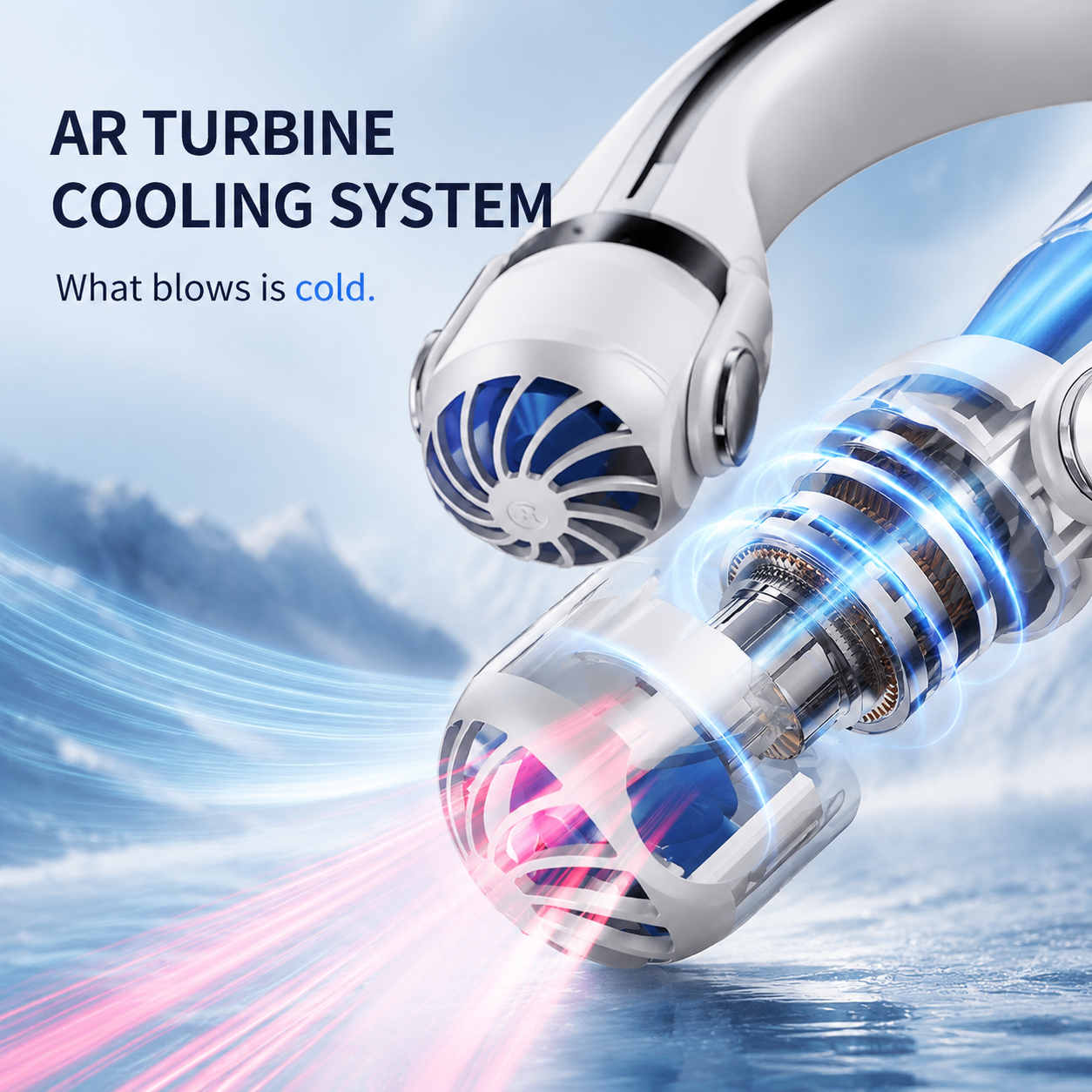 Fast Cooling AR Turbine Neck Fan, Bladeless Design with 3 Speeds