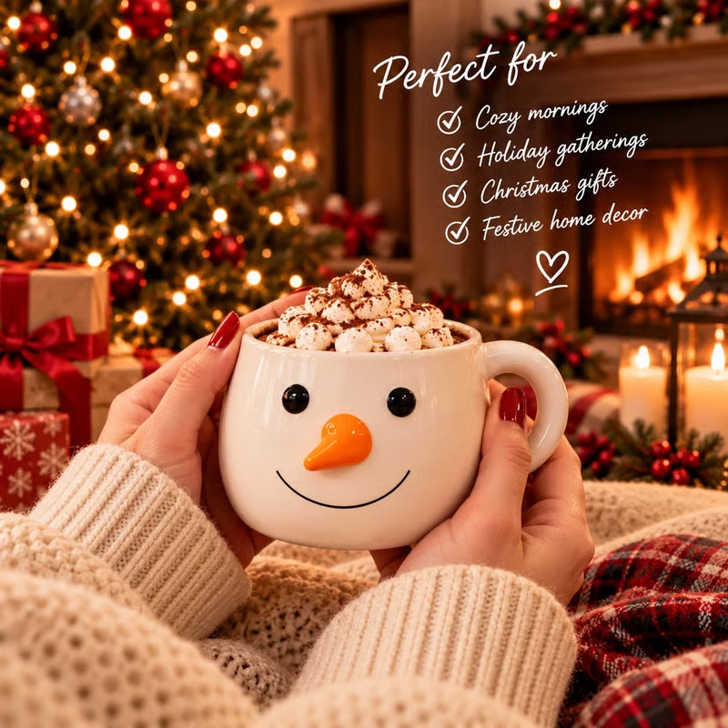 Stackable Christmas Mug Set – Festive Coffee Cups & Holiday Kitchen Decor