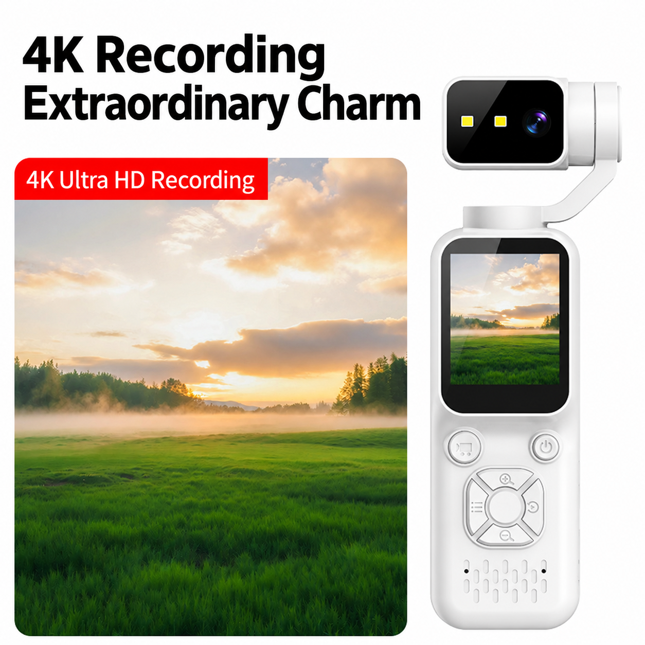 Pocket Handheld Action Camera with Built-In Display & Memory Kit