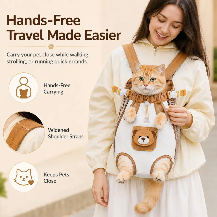 Cute Bear Design Front Pet Carrier Backpack