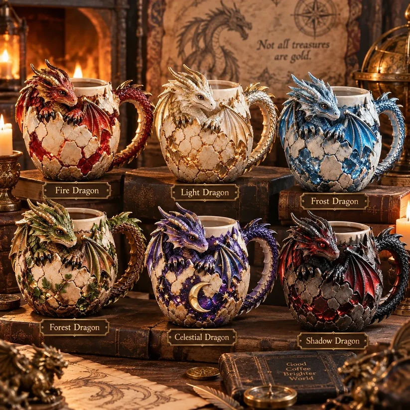 🐉 Dragonbound Realms Sculpted Dragon Mug Collection☕
