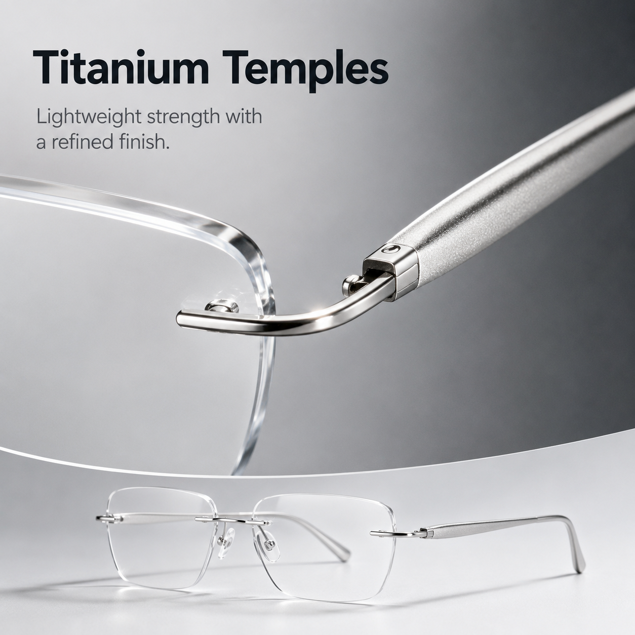 2-in-1 Photochromic Rimless Reading Glasses – UV400, Blue-Light Filtering & Low-Distortion Clarity