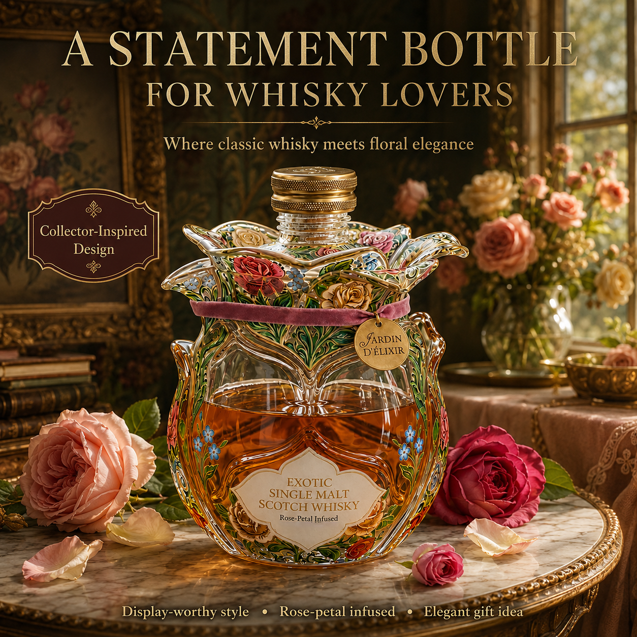 Exotic Floral Whisky Decanter – Turn Every Pour Into a Display
