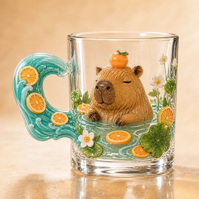 🐾 Whimsical 3D Animal Sculpted Glass Mug Collection | 12oz Premium Clear Glass with Raised Animal Figures, Character-Specific Details & Playful Sculptural Accents ✨
