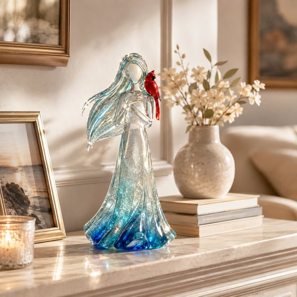 🐦Cardinal Memorial Woman Figurine