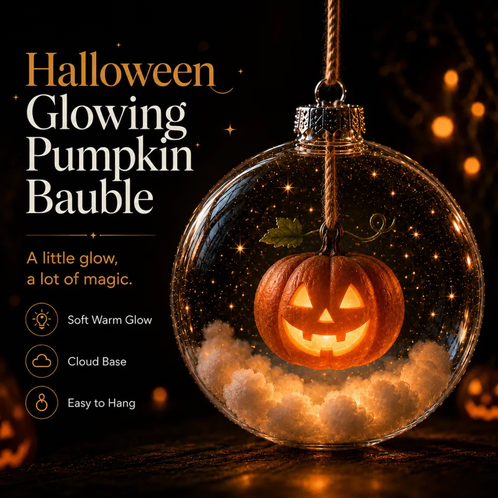 🎃 Halloween Glowing Mini Ornament Collection – Cat / Witch / Pumpkin / Ghost Lighted Decor