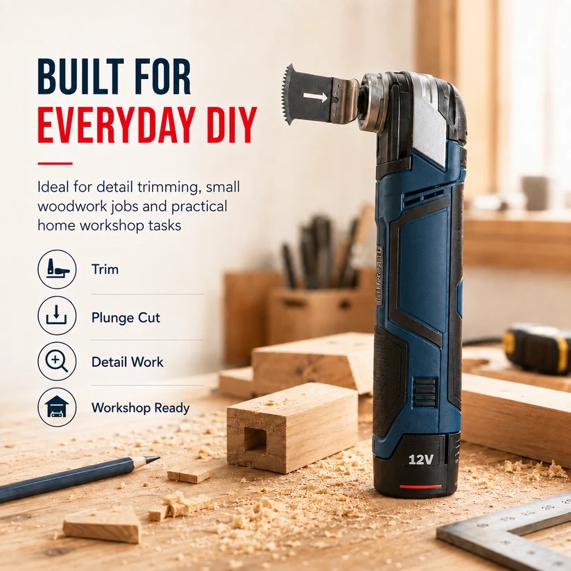 12V Cordless Precision Cutter | Compact Multi-Function DIY Detail & Plunge Cutting Tool