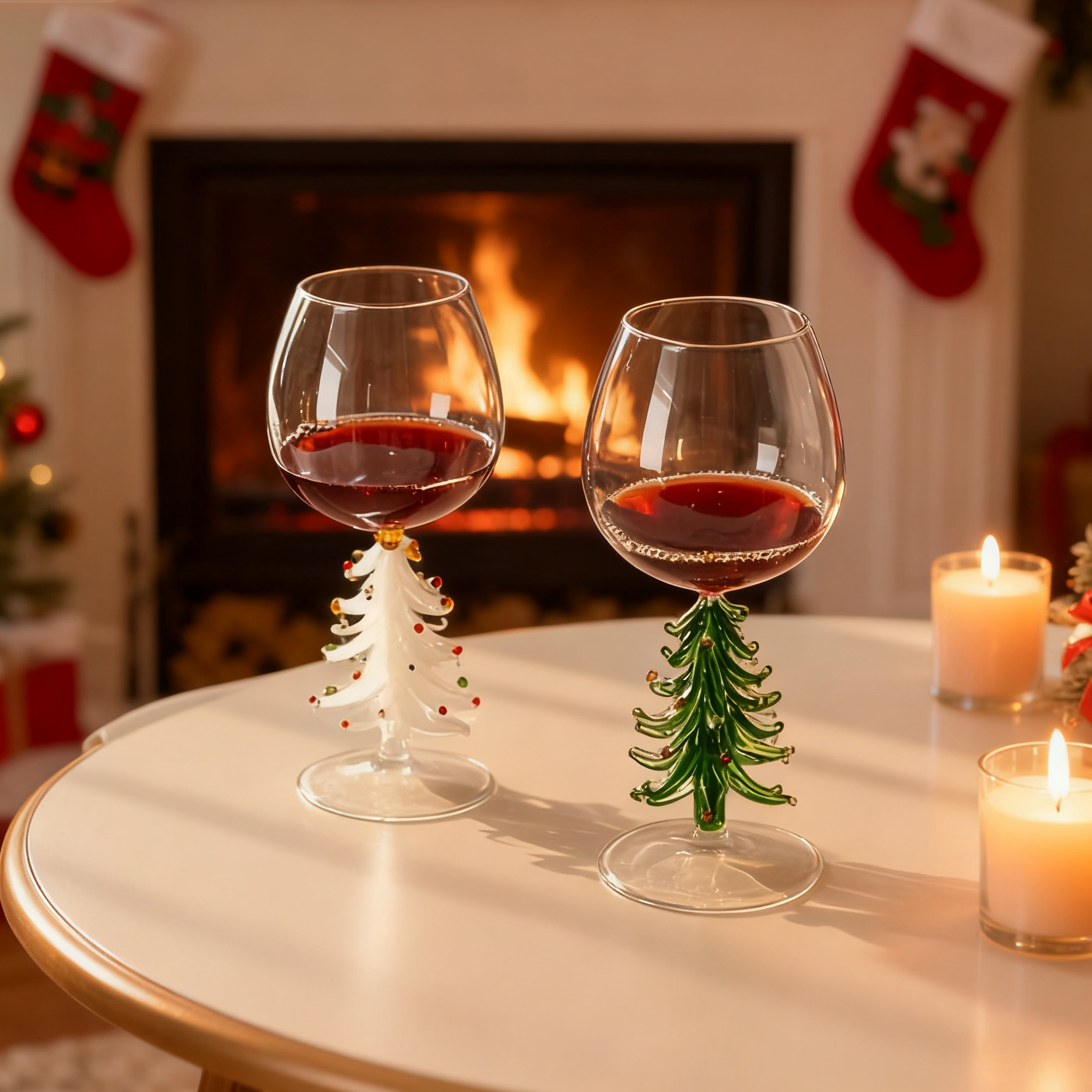 10oz Crystal Christmas Holiday Tree Stemmed Wine Glas