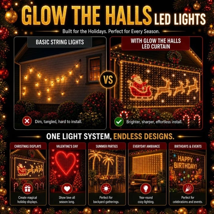 ✨ Turn Your Balcony Into A Giant LED Light Show! 🎄 Smart Animated Mesh Screen 🎆📱