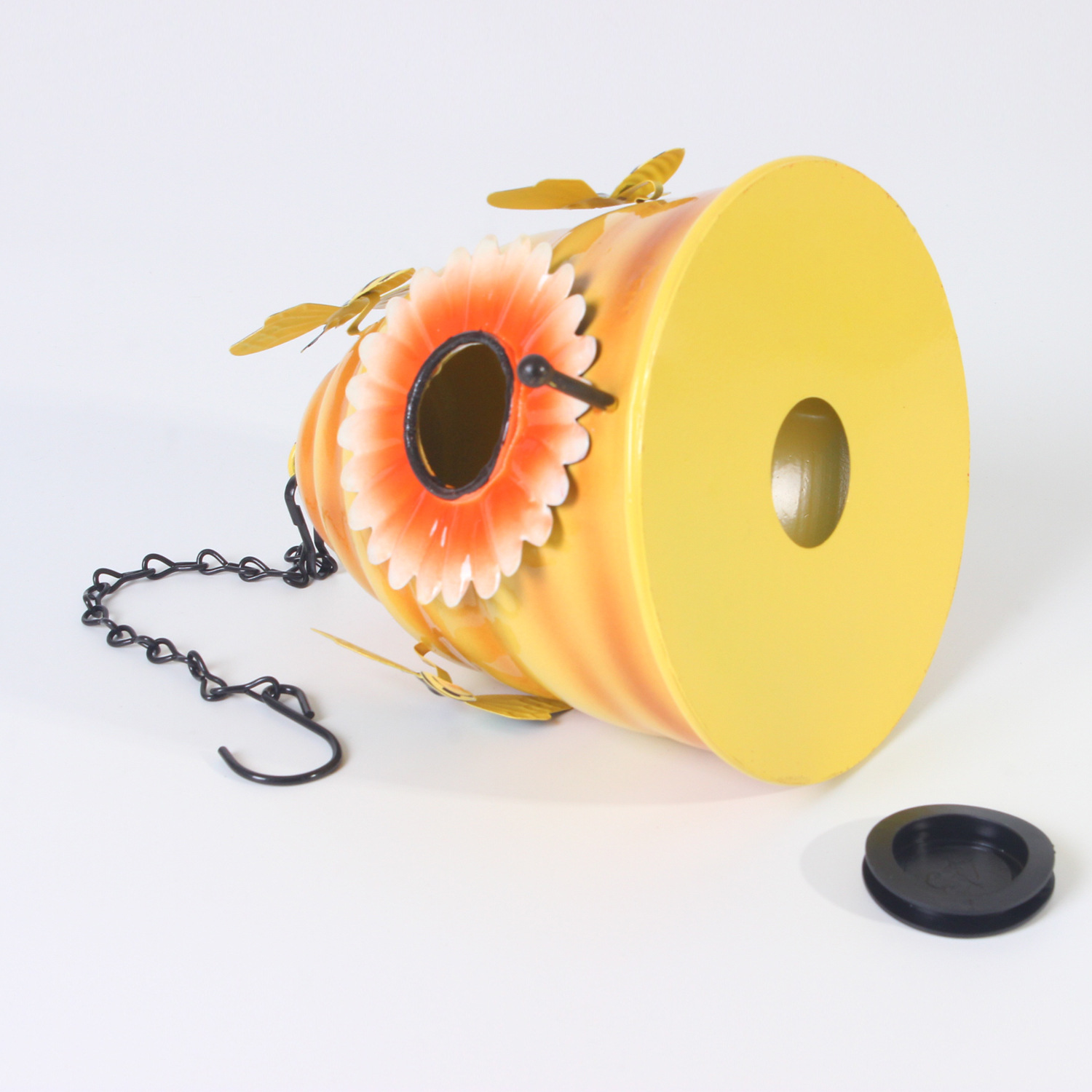 Metal Honeycomb Birdhouse With Bees And Flower