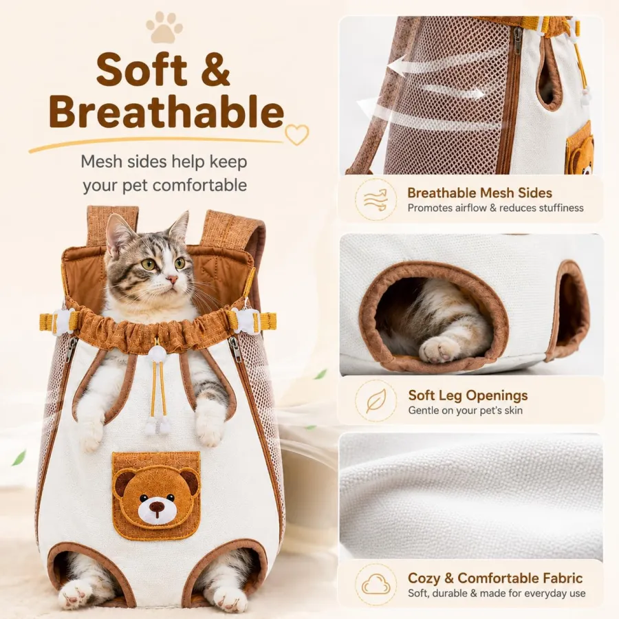 Cute Bear Design Front Pet Carrier Backpack