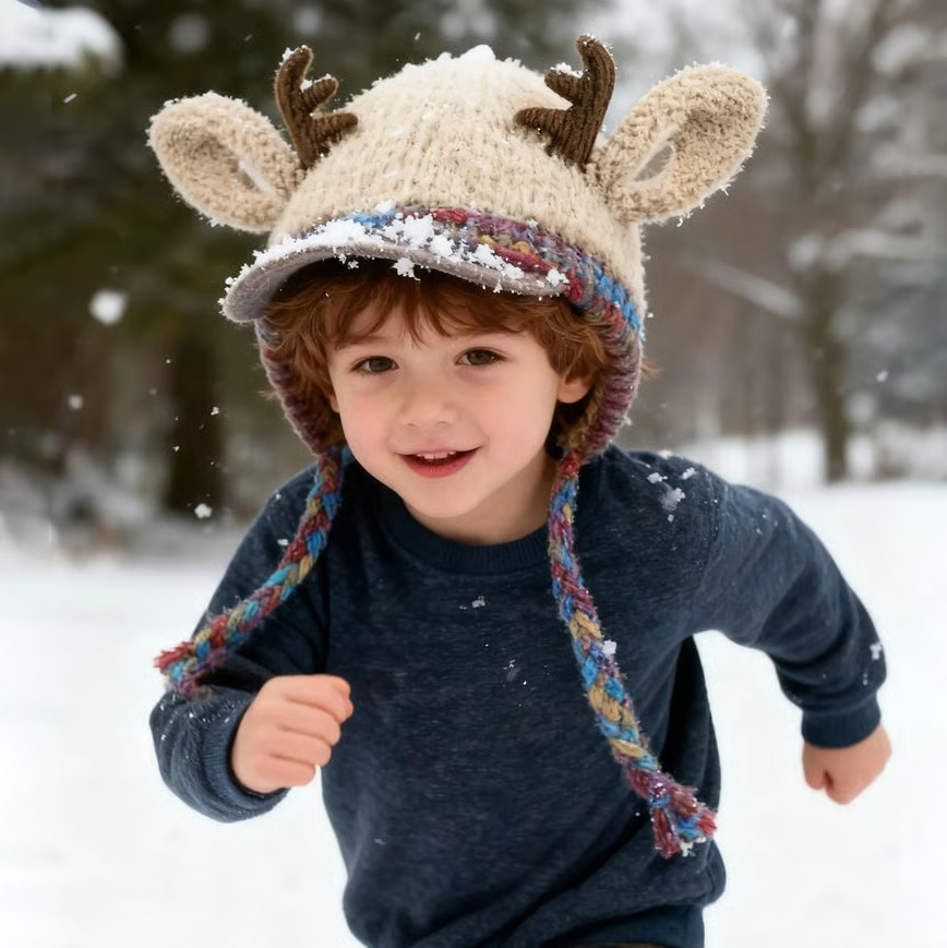 🎄Original Design Festive Christmas Antler Hat,With Ear Protection Design, Suitable For Adults And Children🎄
