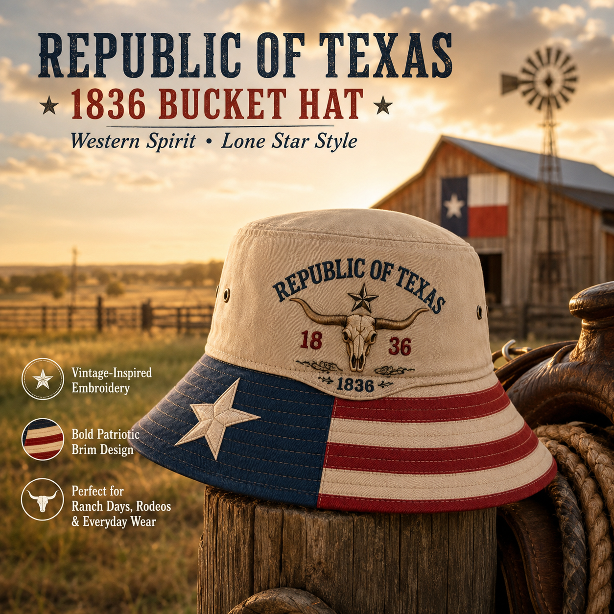 Republic of Texas 1836 Bucket Hat
