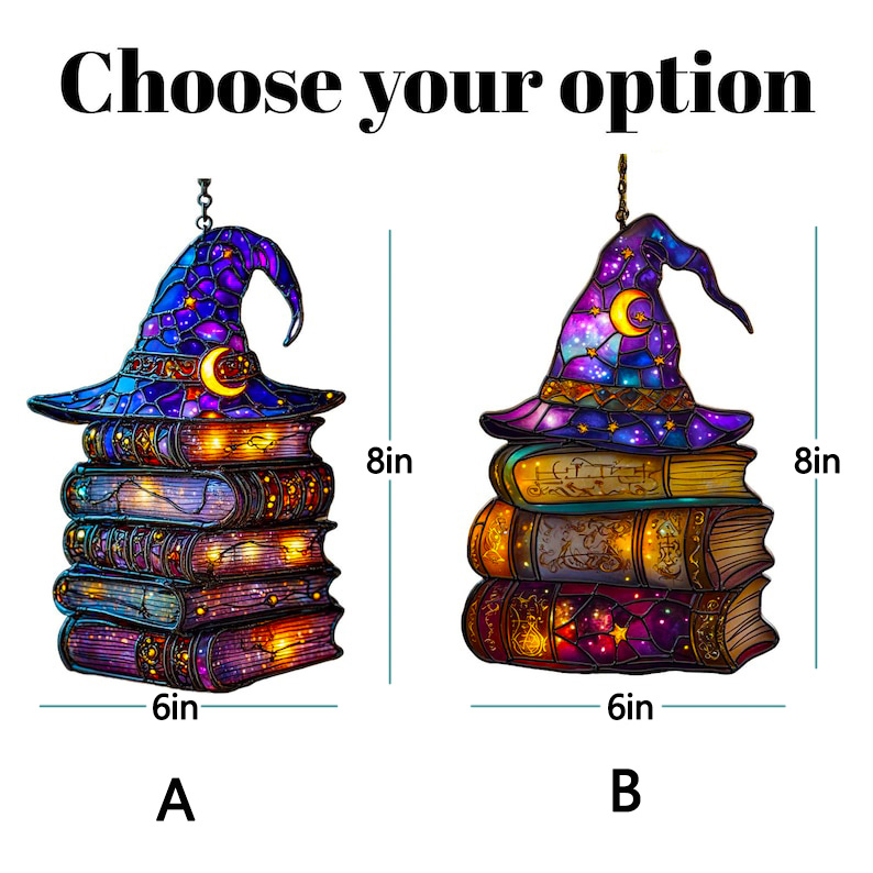 Wizard’s Hat Suncatcher – Starry Night, Spellbooks & Arcane Charm