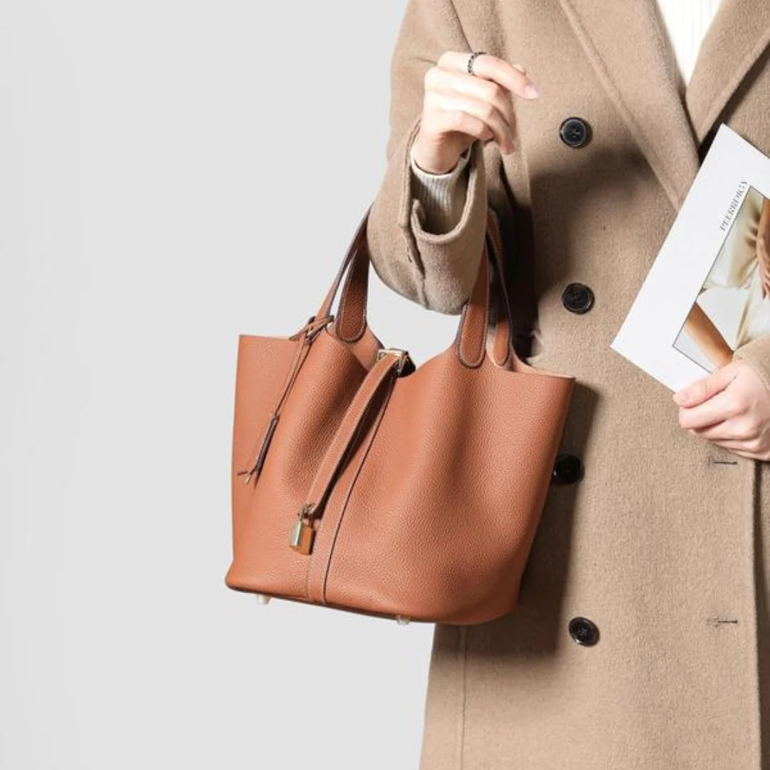 Designer Leather Bucket Bags for Women: Trendy Genuine Leather Tote Purses