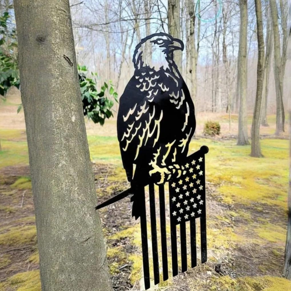 4th of July Patrioti Metal Eagle Flag Tree Stake