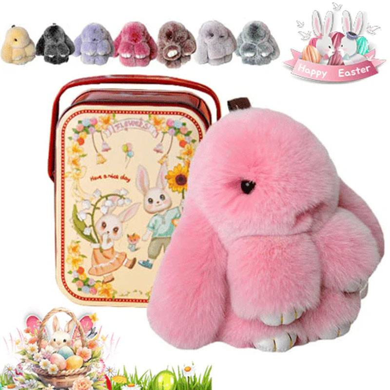🐰Easter Cute Bunny Plush Keychain - Iron Box Gift Option, 🎁Easter Sweet Surprise